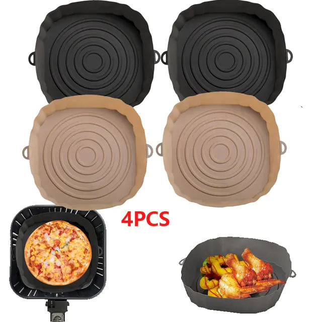 4pcs Silicone Air Fryer Basket Baking Liner/Tray