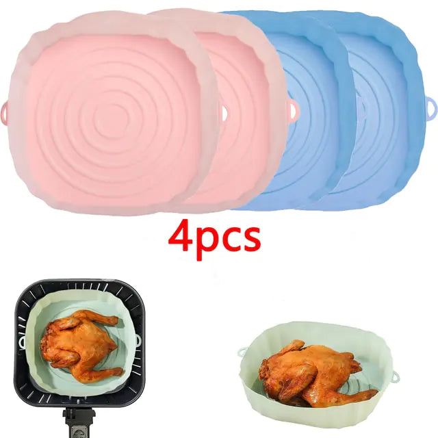 4pcs Silicone Air Fryer Basket Baking Liner/Tray