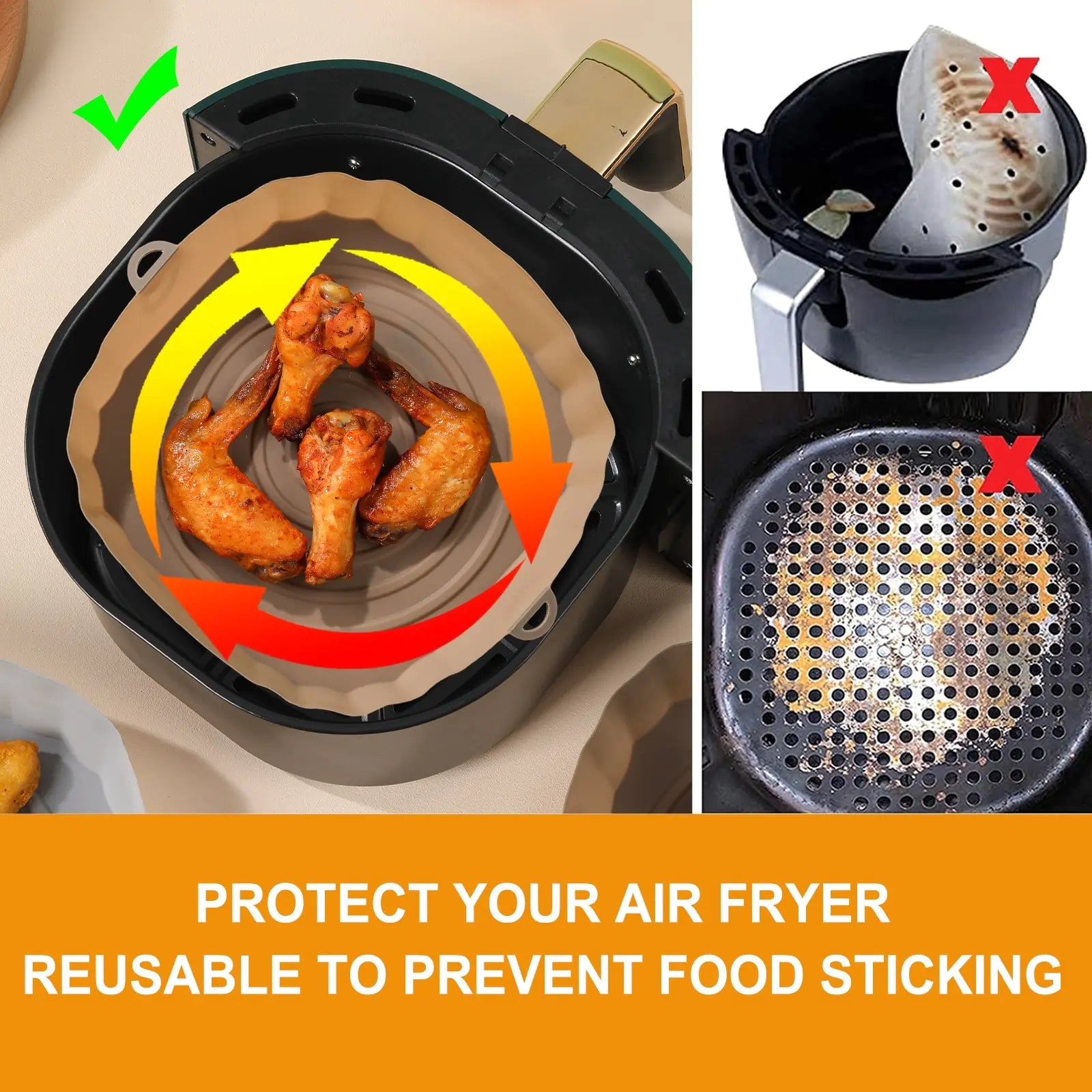 4pcs Silicone Air Fryer Basket Baking Liner/Tray