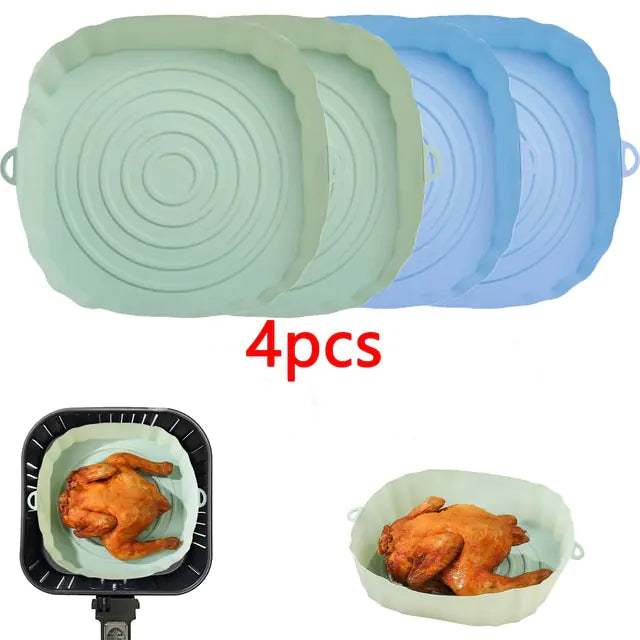 4pcs Silicone Air Fryer Basket Baking Liner/Tray