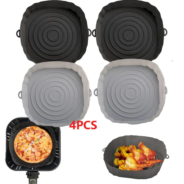 4pcs Silicone Air Fryer Basket Baking Liner/Tray